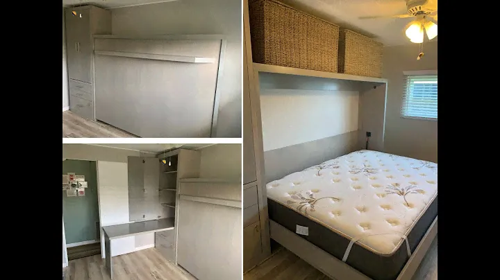 Siena Horizontal Murphy Wall Bed and Side Cabinet with Hidden Desk