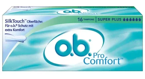 Тампоны ОB / Оби ProComfort, спиралевидные желобки, надежная защита, шелковистое покрытие, 16шт. в упаковке, Super Plus-0
